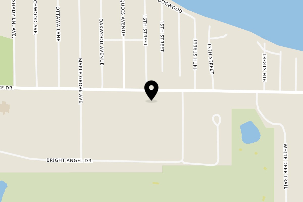 Map showing the location of MJ's Burrito Company on 1371 W Houghton Lake Dr in Prudenville